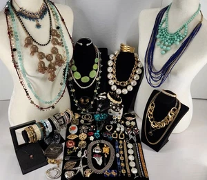 Vintage to Now Jewelry 94 piece Lot Wearable Signed and Unsigned - Picture 1 of 24
