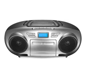 Insignia - Radio AM/FM Portátil CD Boombox con Bluetooth - Plateado/Negro - Imagen 1 de 7
