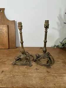 Antique brass lamp base X 2 from Pullman carriage - needs wiring - Picture 1 of 10