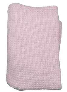 Pottery Barn SET of 2 Twin Light Pink Thermal Woven 100% Cotton Blankets - Picture 1 of 7