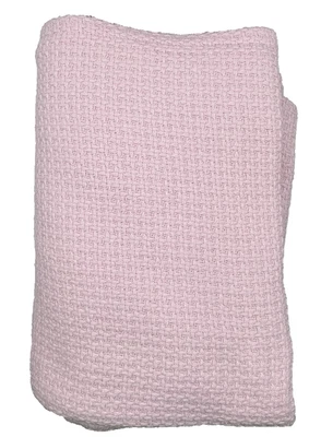 Pottery Barn SET of 2 Twin Light Pink Thermal Woven 100% Cotton Blankets - Image 1 of 4