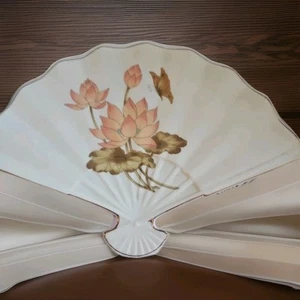 Porzellan Japanisch Fächerform Teller Lotus Floral Design Goldrand Schmuckteller - Bild 1 von 5