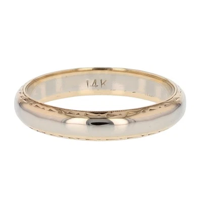 4mm Patterned Wedding Band Ring 14k Multi-Tone Gold 4.32 Grams Size 9.75  - Image 1 of 4
