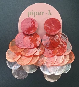 Paper K Capiz Shell Statement Earrings Red - Picture 1 of 4