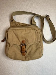 Bandolera de Lona Fossil Tostada Forro Floral Pequeño Mensajero 8x8 Ajustable  - Imagen 1 de 11