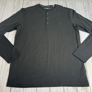 Butter Cloth Mens Black Icy Cotton Long Sleeve Henley T Shirt Size Medium - Picture 1 of 8