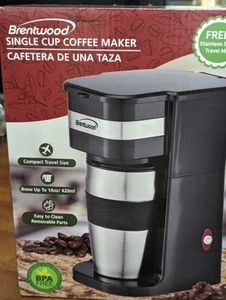 Kaffeemaschine für eine Tasse. Brentwood. Edelstahl Reisebecher inklusive  - Bild 1 von 2
