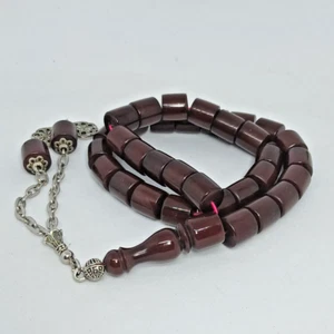 Antique Ottoman Faturan Prayer Cherry Amber Bakelite Islamic Beads Damari Veins - Picture 1 of 22