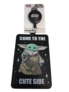 Star Wars Mandalorian 'Come To The Cute Side' Yoda Faux Leather Badge Reel - Picture 1 of 2