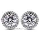 4.59ctw G-SI2 Ideal Round Genuine Diamonds 18K Micro Pave Framed Earrings 10.3mm