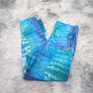 Exoticathletica Ultra High Rise Capri Leggings Womens L Blue Geometric Abstract - Picture 1 of 10