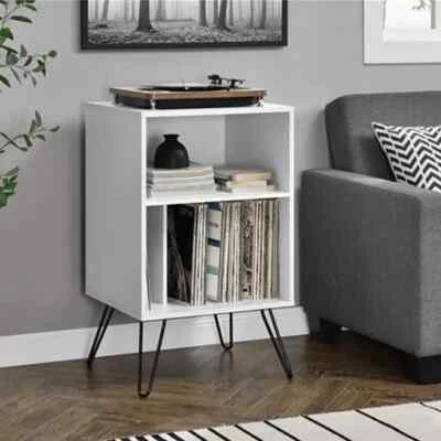 Concord HiFi Turntable Stand Unit Bookcase in White by Dorel Novogratz