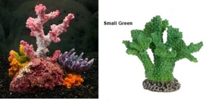 Lot of 2 Resin Artificial Colorful Coral Realistic Green Rock Decor - Picture 1 of 3