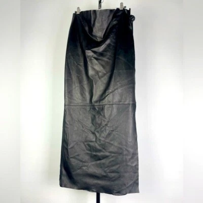 Falda larga envolvente Revolve Sold Design Lab de cuero y lana de cordero negra talla 4 Foto 1 de 4