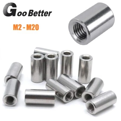 ROUND CONNECTOR NUTS, 304 STAINLESS STEEL COUPLING NUT ROUND ALL THREAD LONG NUT - Image 1 of 4