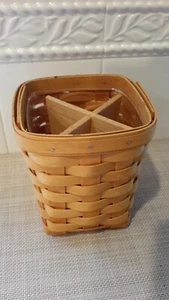Vintage 2002 Longaberger quadratischer Korb/Teiler/Kunststoffeinsatz 5x5x6" gebraucht - Bild 1 von 10