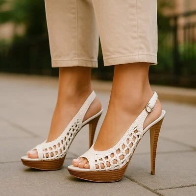  BRIAN ATWOOD 编织皮革高跟鞋钩针编织细高跟鞋盒 40 10 — 第 1/4 张图片