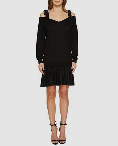 Abito a maglia Boutique Moschino da donna nero a maniche lunghe $798 taglia 8