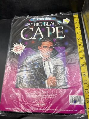 Nueva Capa Drácula Vinilo Negro 45" De Colección con Cuello Stand Up de 5" Halloween GA37 Foto 1 de 2