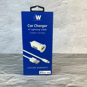 JW-Just Wireless Car Charger- 4ft Super Fast Cable- For iPHONE- iPAD-NEW IN BOX - Picture 1 of 14