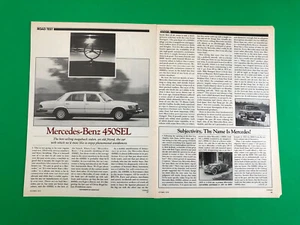 1980 MERCEDES BENZ 420SEL 450 SEL ORIGINAL PRINT AD 6 PAGE ROAD TEST PRINTED - Picture 1 of 4