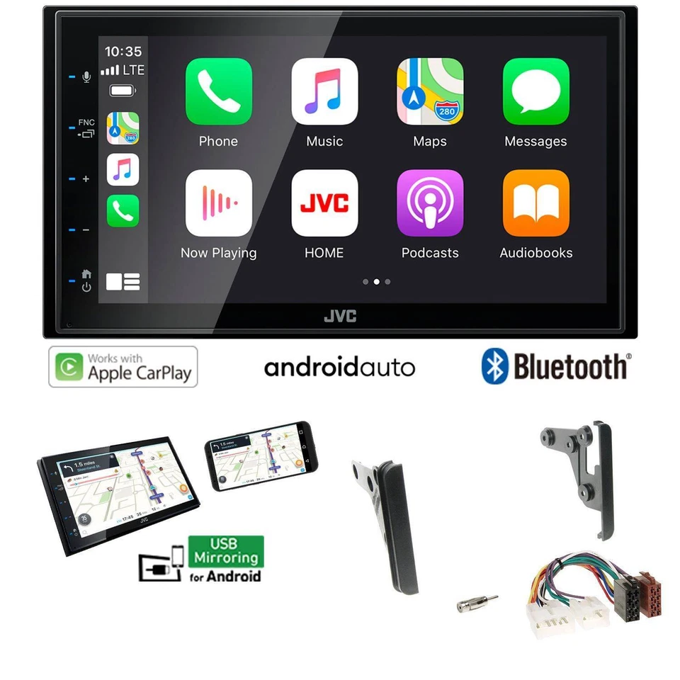 JVC Autoradio Apple CarPlay Android Auto für Toyota RAV 4 II 2000-2006 schwarz