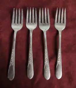 Wm Rogers I.S. PRISCILLA/LADY ANN 1941 Silverplate 4 Salad Forks 6" Flatware - Picture 1 of 5