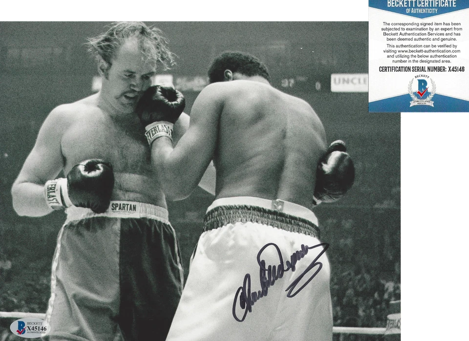CHUCK WEPNER BOXING LEGEND SIGNED 8x10 PHOTO ROCKY ALI FIGHTER BECKETT COA BAS - Image 1 of 1