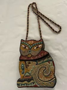 Vtg Mary Frances Cat Box Purse Crossbody Chain Strap Whimsical Boho Beaded EUC - Picture 1 of 11