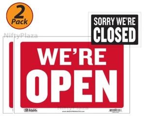 2 Pack Open Sign with Closed Sign On Back 9" X 12" Durable Plastic - Picture 1 of 1