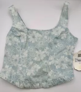 Altar’d State Denim Floral Crop Top Size Extra Small. New with Tags. MSRP $59.95 - Picture 1 of 3