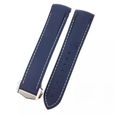 Butterfly Clasp Rubber Watch Band Strap 19 20 21mm Fits Omega New Seamaster 300 - Image 1 of 4