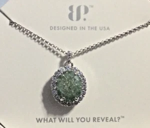 Bomb Party The 2424 Necklace Lab Light Mint Ice Crystal Green CZ Rhodium Plated - Picture 1 of 1
