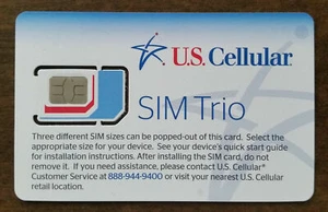 U.S. CELLULAR TRIPLE SIM CARD "3 IN 1" MINI 2FF • MICRO 3FF • NANO 4FF GSM • NEW - Picture 1 of 2