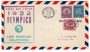 #718-19 Olympics 1932 FDC - w/ #716 Combo Airmail - Picture 1 of 2