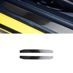 2pcs Carbon Fiber Car Door Sill Protector Guard Cover For Chevrolet Camaro 16-19 - Picture 1 of 8
