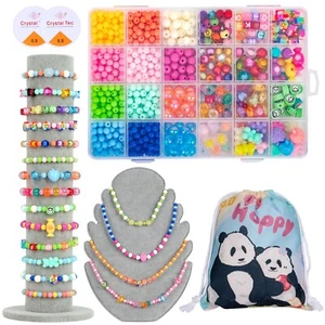 DIY Perlen Set Schmuckherstellung Kit für Kinder Armbänder Halsketten Ringe Herstellung Set - Bild 1 von 12