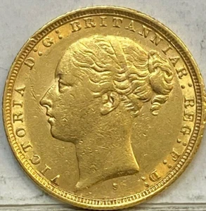 AUSTRALIA 1884 S GOLD SYDNEY SOVEREIGN RARE KEY DATE LOW MINT HIGH GRADE #15 - Bild 1 von 2