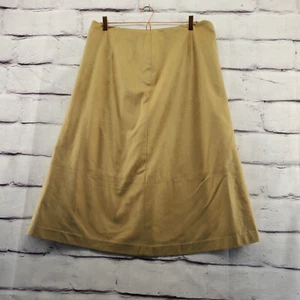 TALBOTS Midi Skirt Womens 18 Rear Zip Tan Lined Faux Suede Western Vintage - Picture 1 of 11