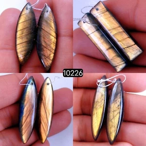 4 Pair 148 Ct Natural Labradorite Cabochon Gemstone Lot 42x10 32x8 mm #R-10226 - Picture 1 of 3