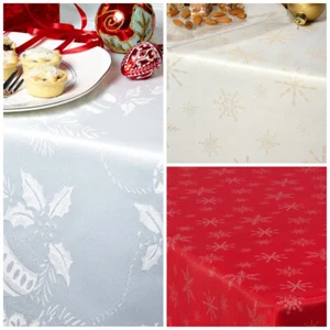 CHRISTMAS TABLECLOTH 137cm x 137cm 54"x 54" XMAS Snowflake Stars Bauble Design - Picture 1 of 16