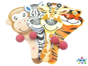 8 x Paddel Ballspiel Tiermotive Holzschläger Mitgebsel Tombola Geschicklichkeit - Bild 1 von 4