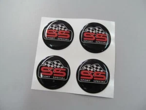 SS Wheel Center Domed Emblem, Decal Set of 4  For Car Truck Cart  SS4 - Picture 1 of 1