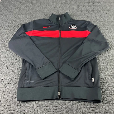 Georgia Bulldogs Nike Jacket Mens Medium Black Red Full Zip Dri-Fit NCAA Cover