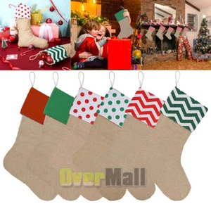 Set of 6 Christmas Stocking 16"Large Sock Candy Gift Bag Hanging Xmas Tree Decor - Picture 1 of 12