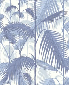 Cole & Son 95/1005 Palm Jungle Blues White Wallpaper - Picture 1 of 2