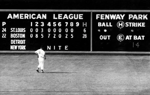 1950 Ted Williams Photo Poster 11X17 - Red Sox Fenway Green Monster Cover