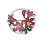 Large Red Lilies Brooch Silver Plated Brand New Gift Packaging