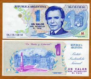 Argentina, 1 valor, nota de publicidad política, Carlos Menem, elecciones de 1995 - Imagen 1 de 1