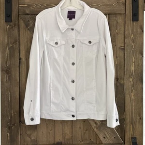 Gloria Vanderbilt Women's White Stretch Denim Jacket Size L - Picture 1 of 6